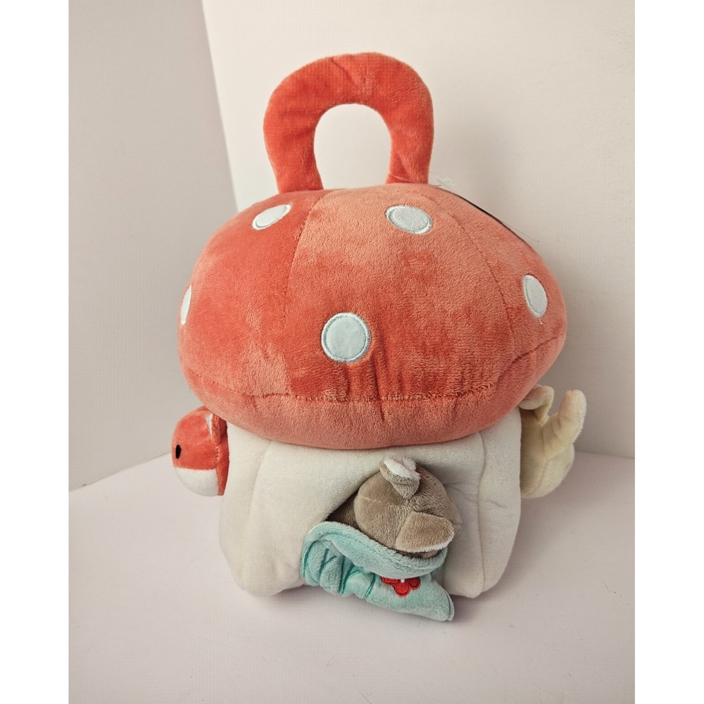 Moon and Stars Mushroom Plush House with Woodland Fox Bunny Mouse Animals, New